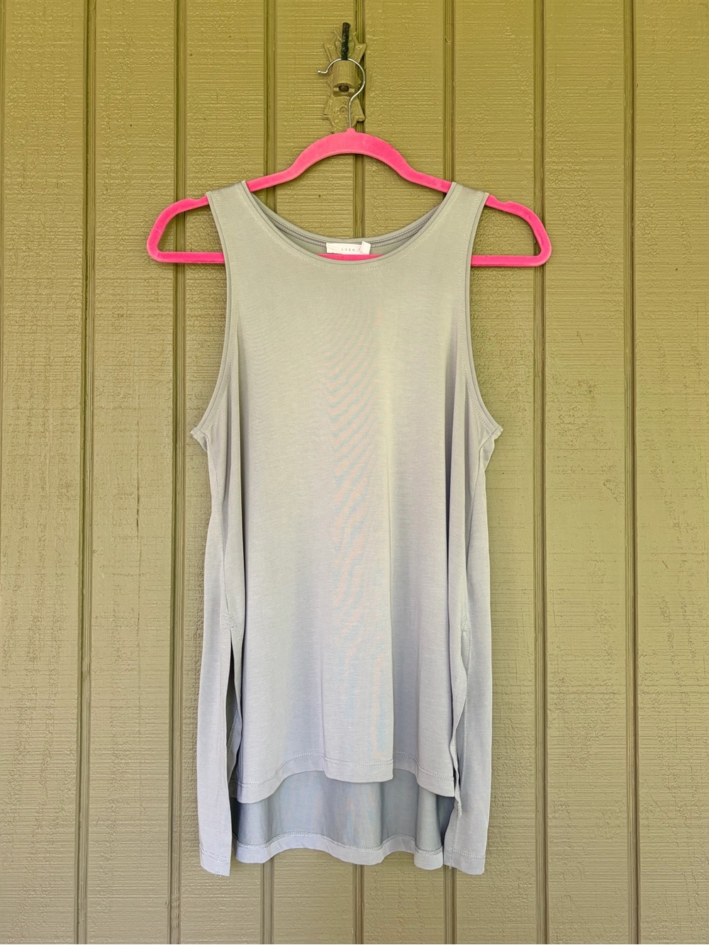 Lush Gray Sleeveless Side Slit Tunic Tank Top S